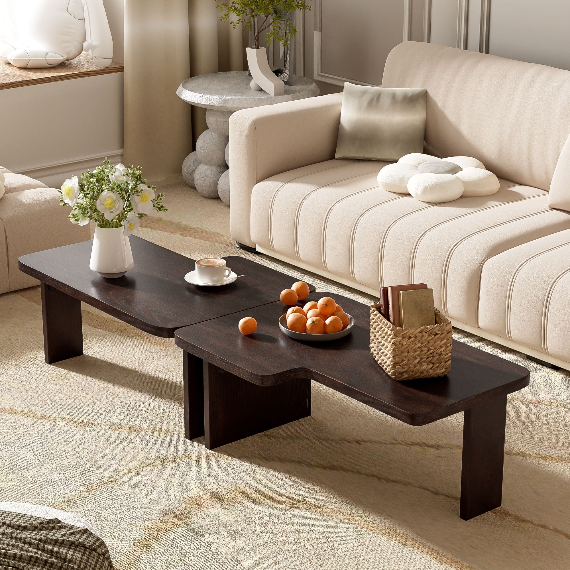Modern Minimalist Coffee Table Set With Splicing Design