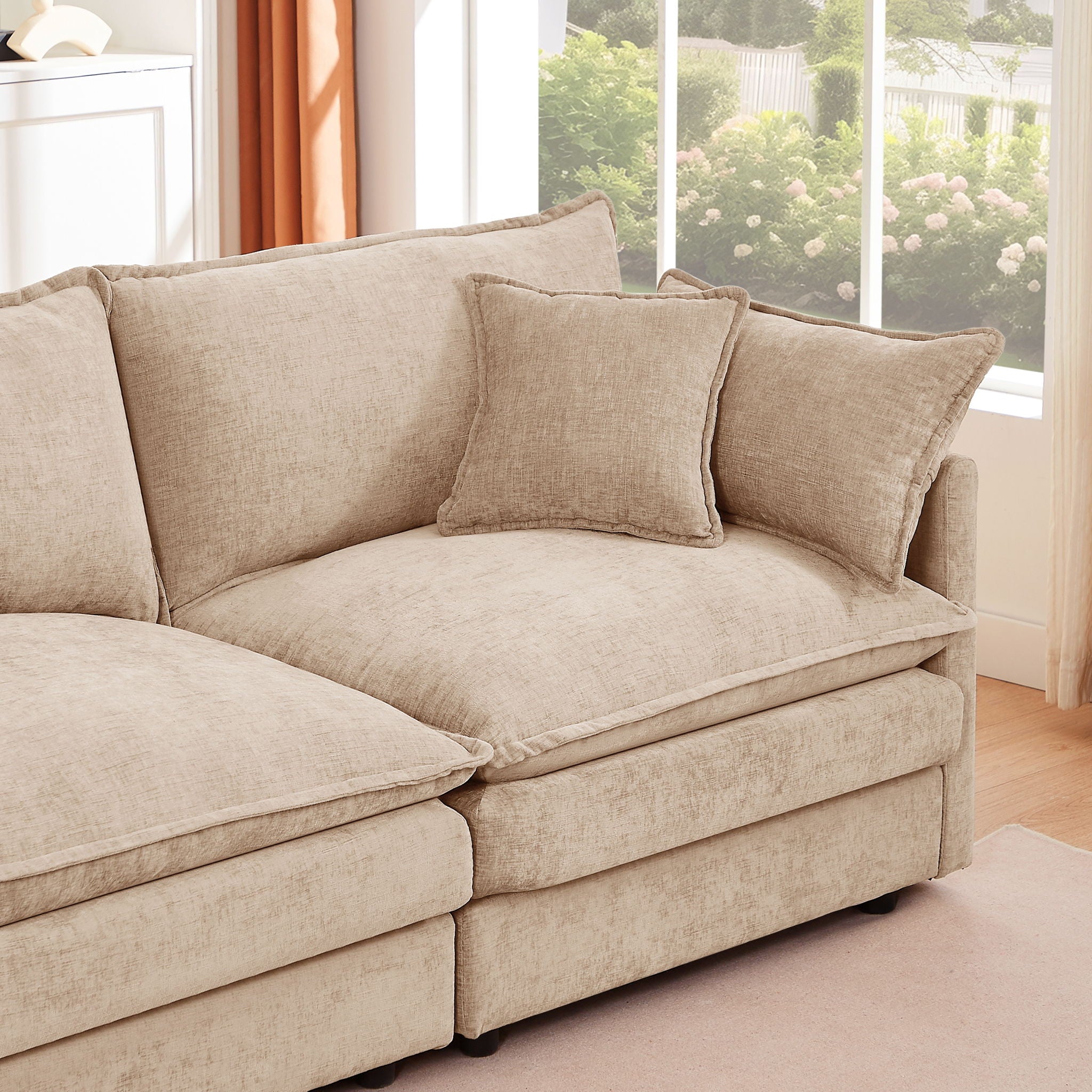 Modular L-Shaped Sectional Sofa With Movable Ottoman