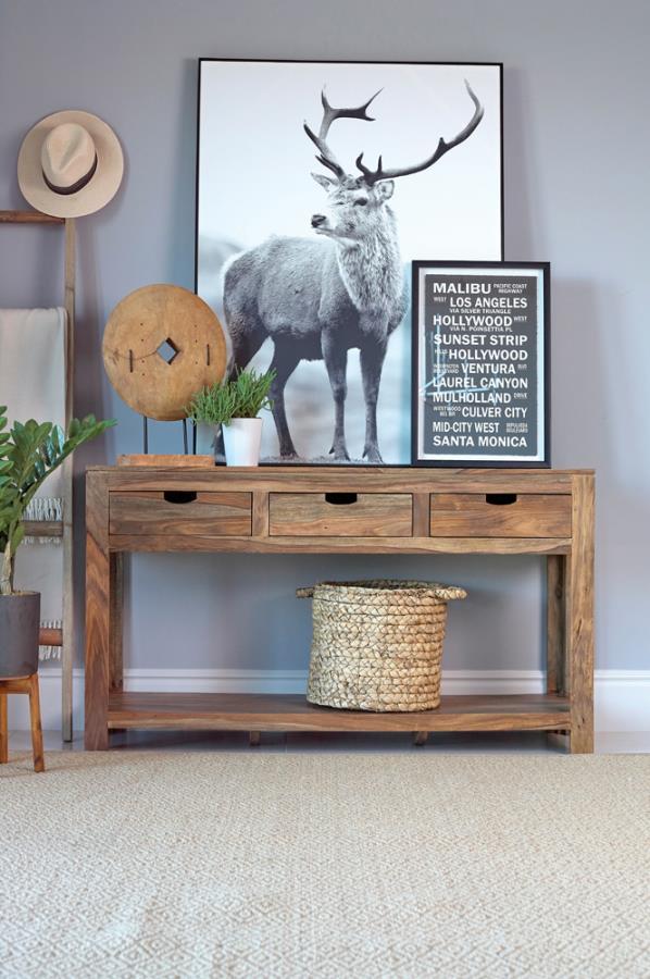 Coaster Fine Furniture Esther - 3-Drawer Wood Console Table - Natural Sheesham | Meri Furniture