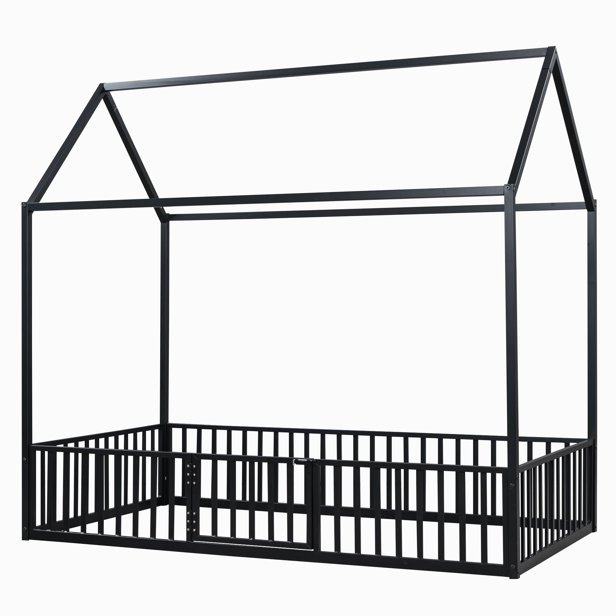 Metal House Bed With Fence And Door
