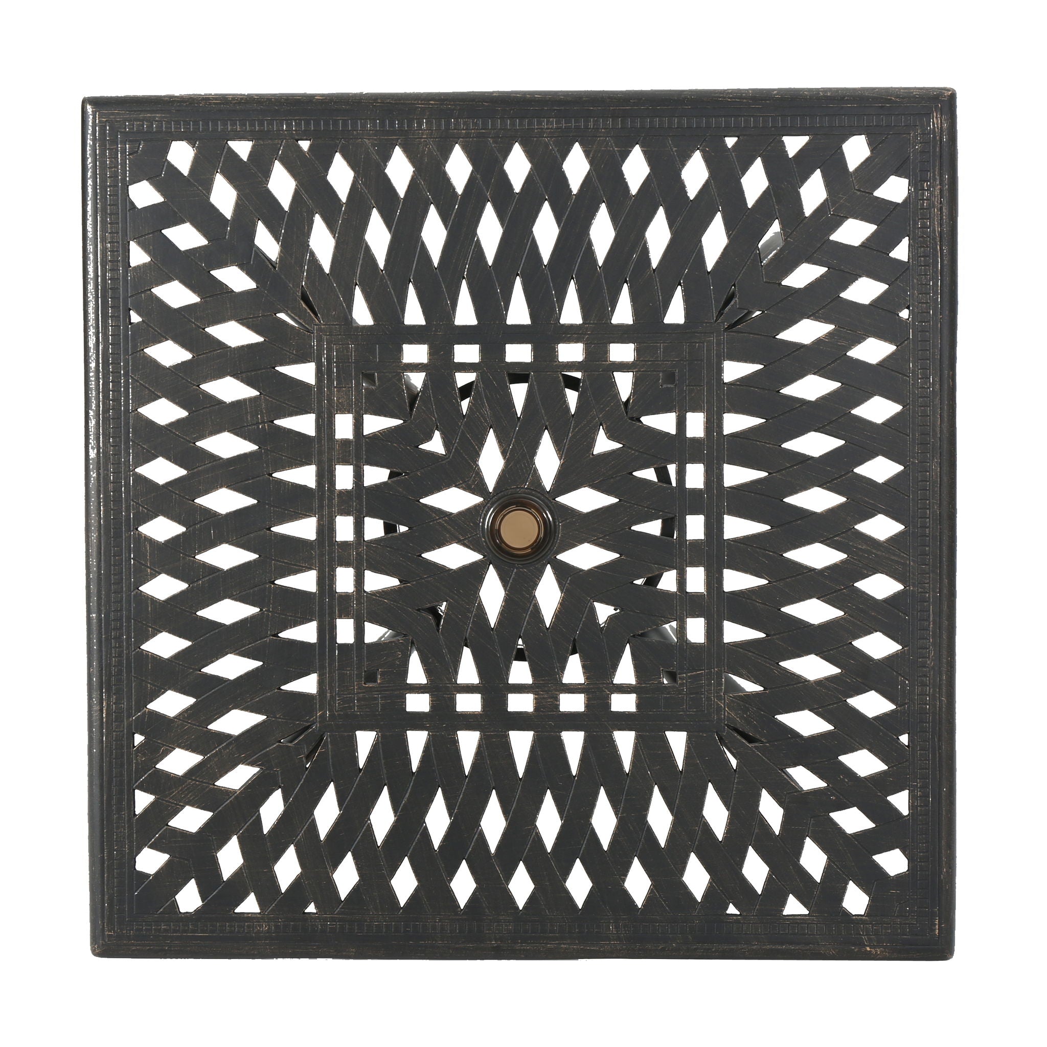 Enchantia - Outdoor Square Dining Table With Weave Tabletop And Flared Legs - Copper