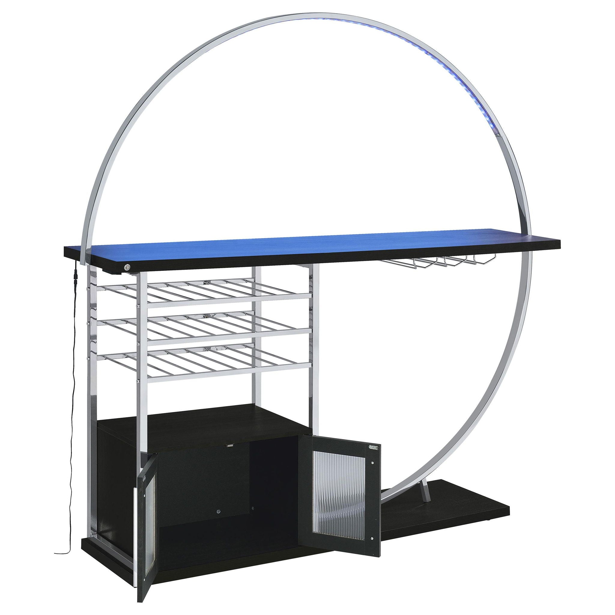 Risley 2-door Circular LED Wine Cabinet Dark Charcoal