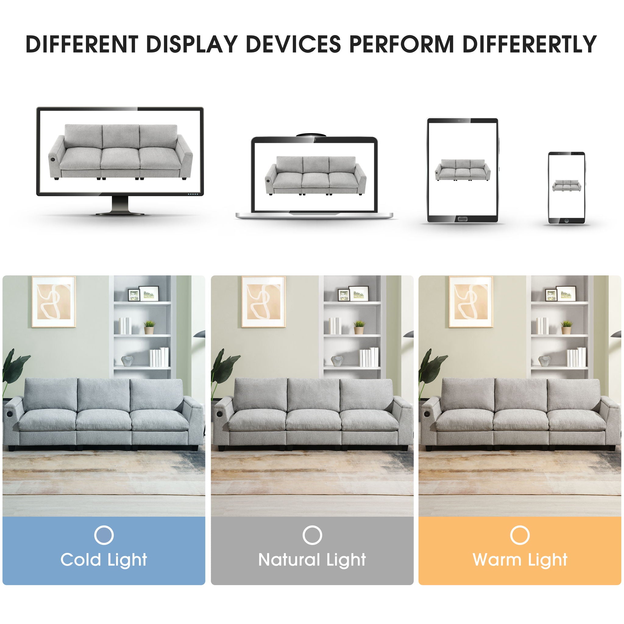 Sectional With Bluetooth Speaker Comfy Cloud Couch Set With Drop Down Table Cup Holders, USB Charger Storage Armrest Wide Seat Sofa
