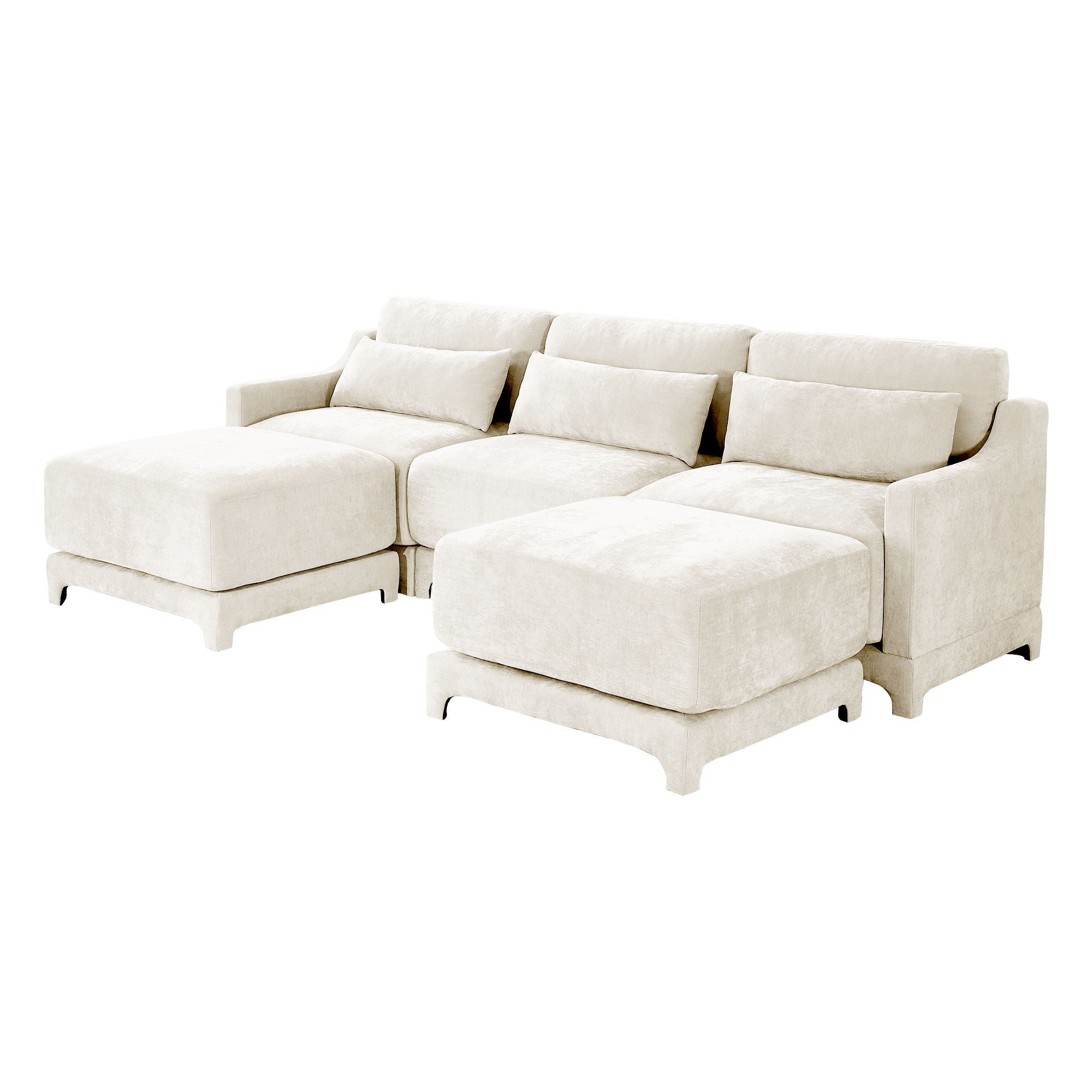 Stylish Sofa With Ottoman And Lumbar Pillows, Ergonomic Design