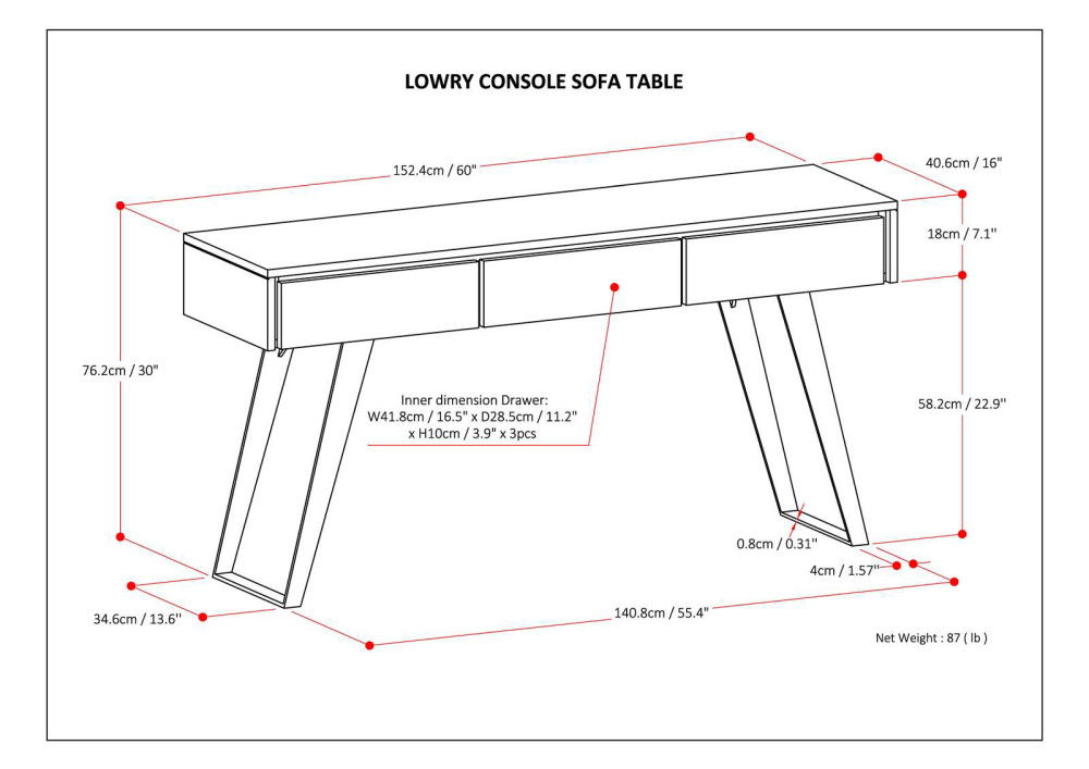 Lowry - Console Sofa Table Handcrafted