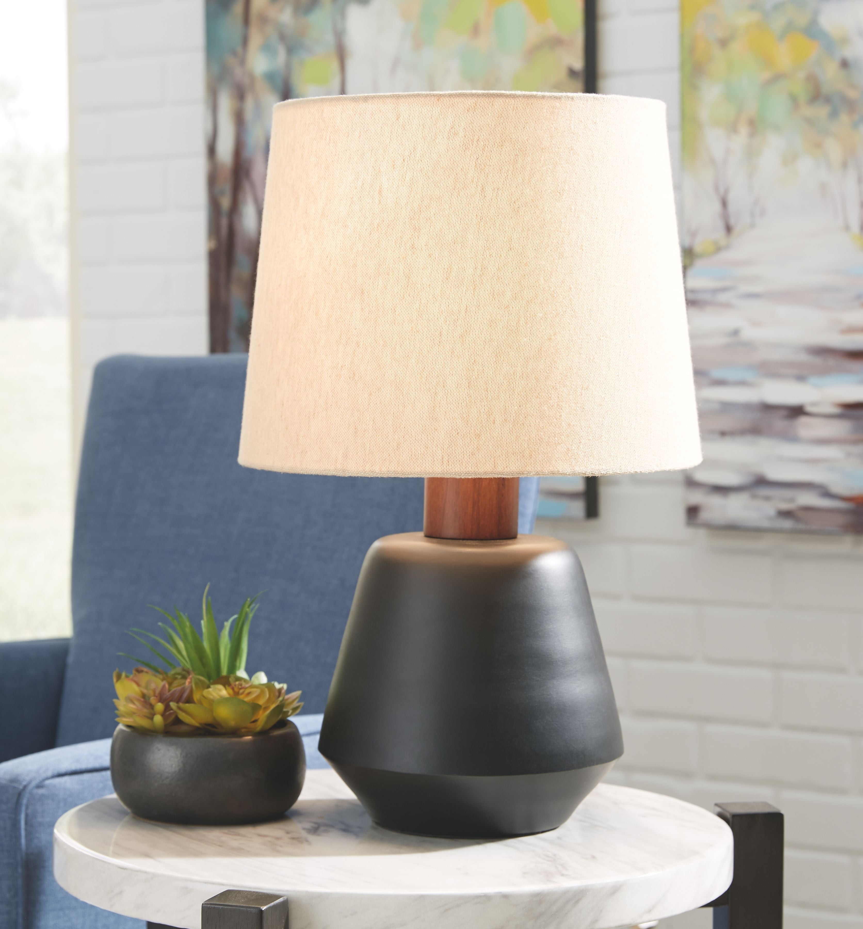 Ashley Furniture Ancel - Black / Brown - Metal Table Lamp | Meri Furniture