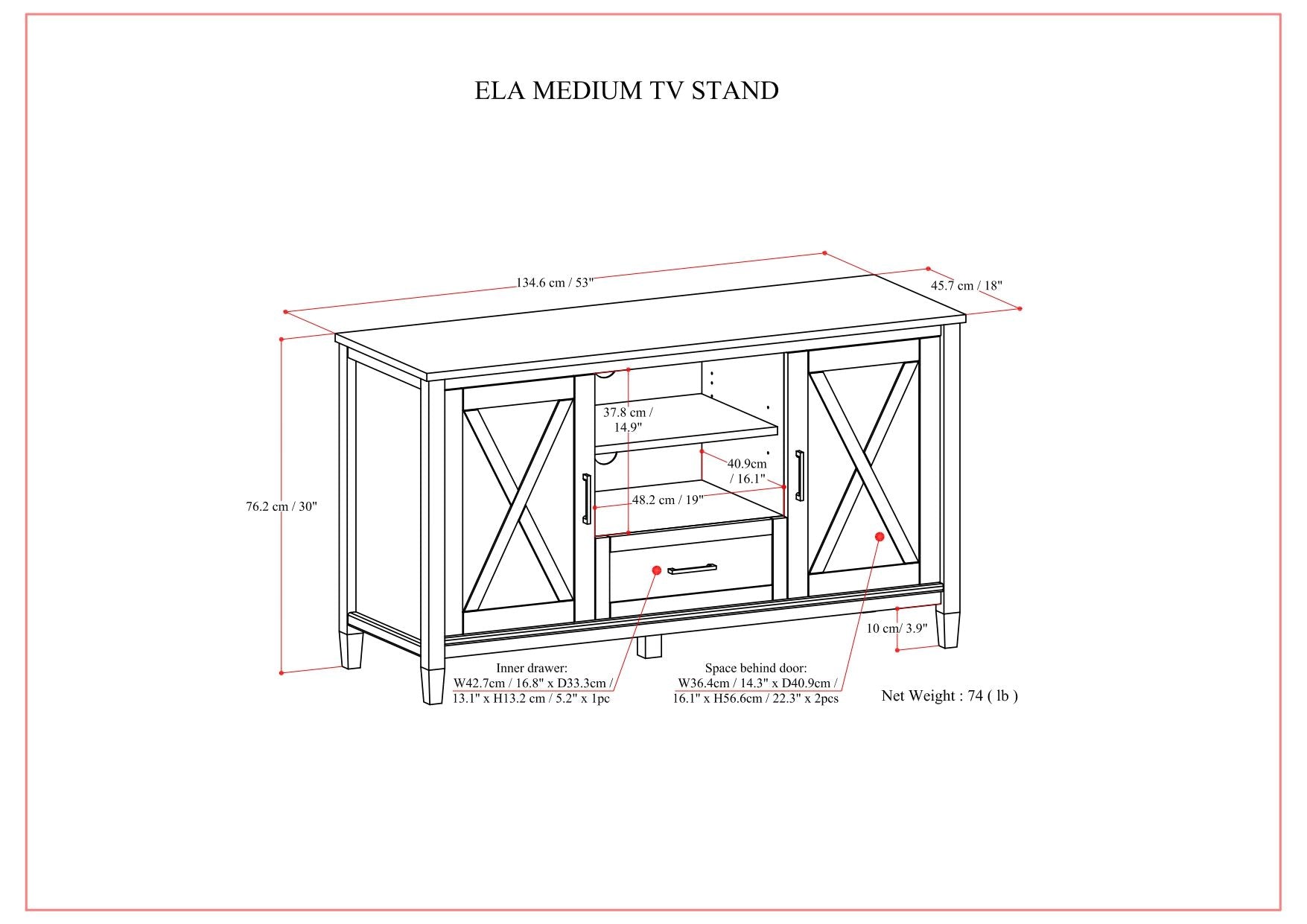 Ela - Medium TV Stand - Smoky Brown