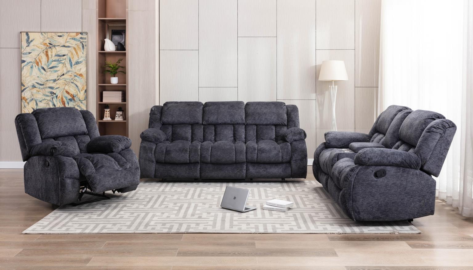 U130 - Motion Loveseat With Console - Gray