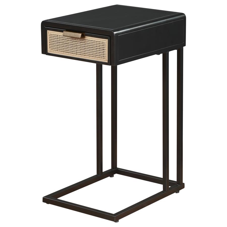Amherst - 1-Drawer Radio Weave Cane Metal Side Table