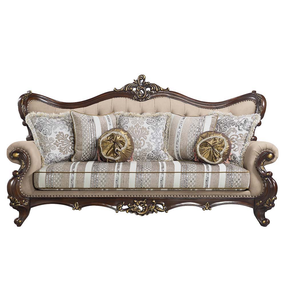 ACME Ragnar - Sofa - Light Brown Linen & Cherry Finish | Meri Furniture