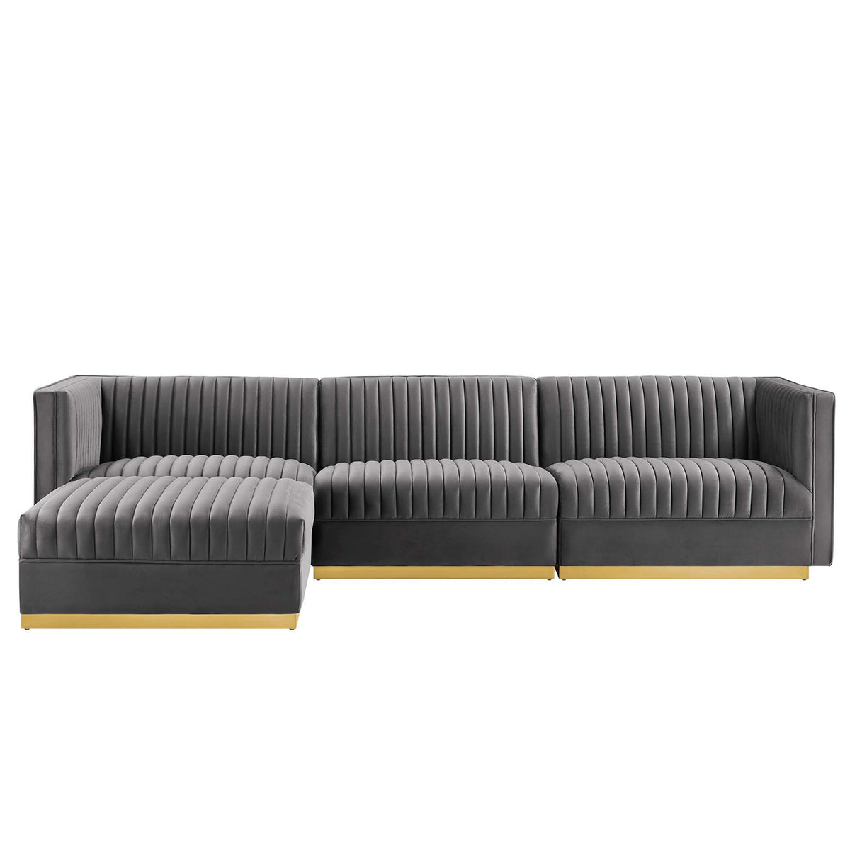 Sanguine 4-Piece Channel Tufted Performance Velvet Modular Sectional Sofa by Modway