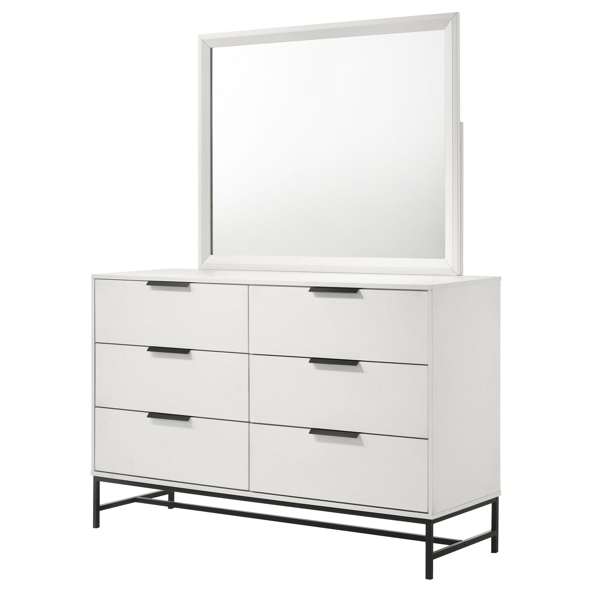 Coaster Fine Furniture Sonora - 6-Drawer Dresser With Mirror - White | Meri Furniture
