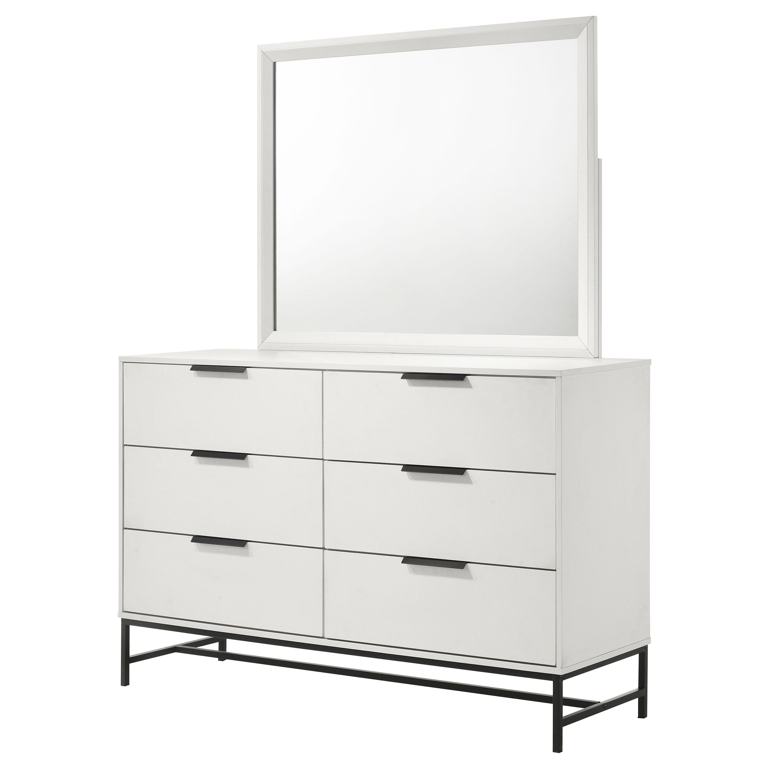 Coaster Fine Furniture Sonora - 6-Drawer Dresser With Mirror - White | Meri Furniture