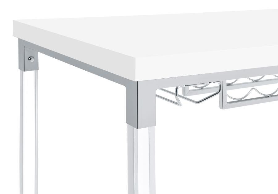 Norcrest - Acrylic Leg Bar Table - White High Gloss