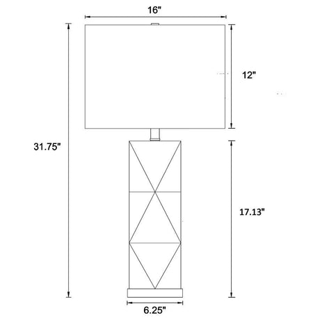 Camie - Rectangular Shade Geometric Table Lamp - White