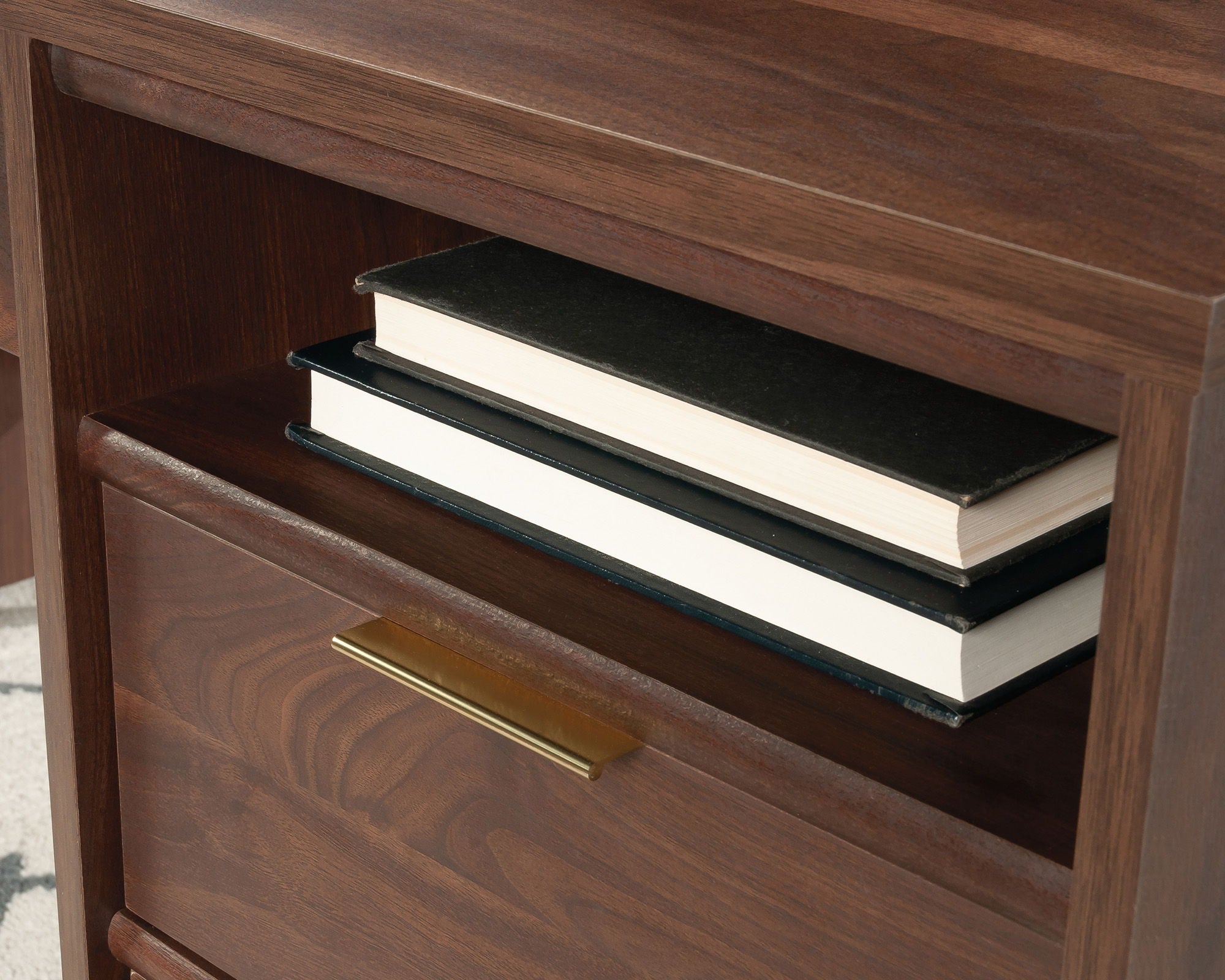 Executive Pedestal Desk in Grand Walnut