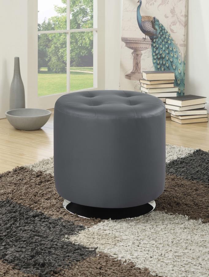 Coaster Fine Furniture Bowman - Round Upholstered Tufted Swivel Ottoman | Meri Furniture