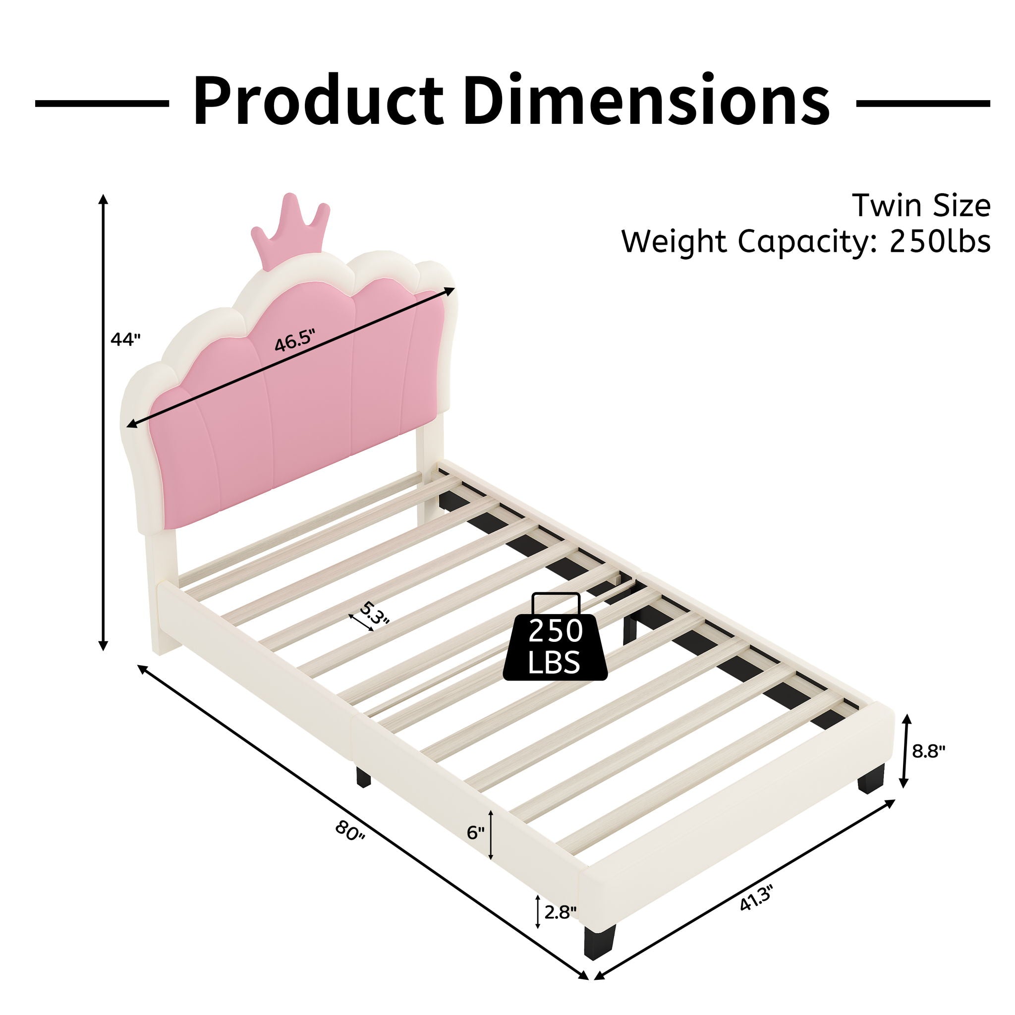 Upholstered Princess Platform Bed With Crown Headboard