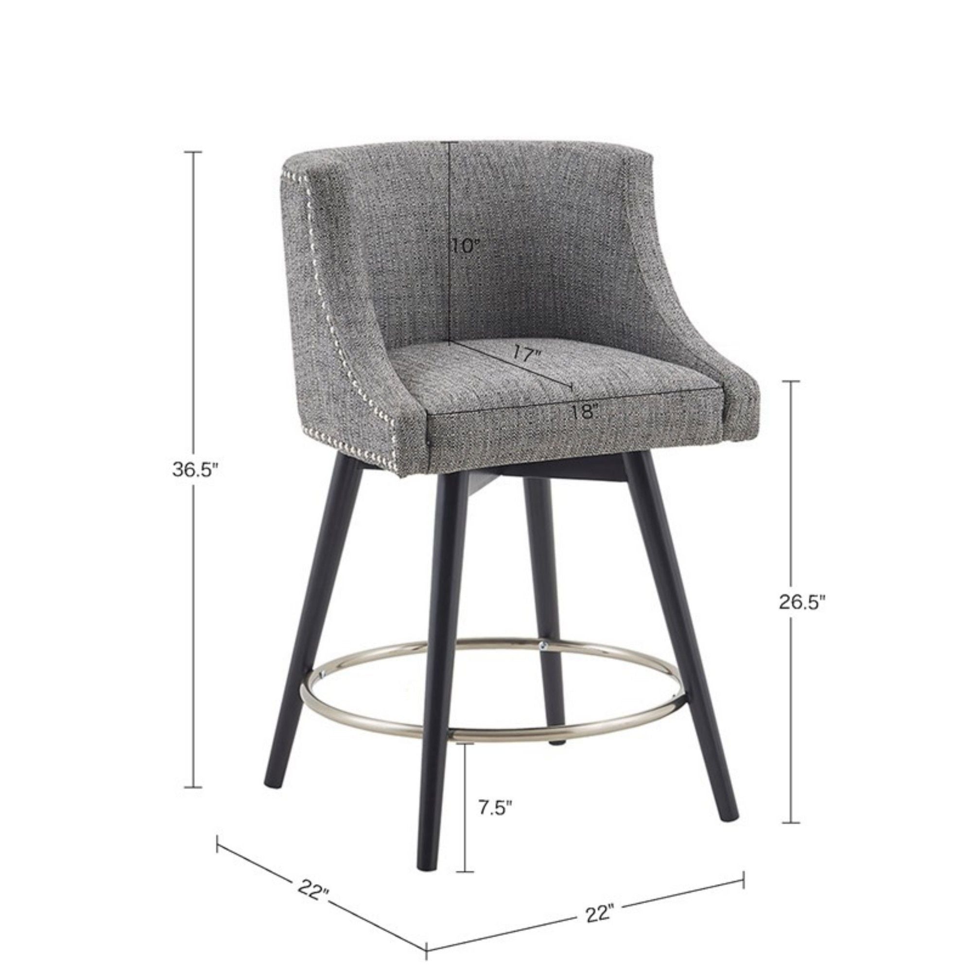 Mateo - Swivel Counter Stool - Gray
