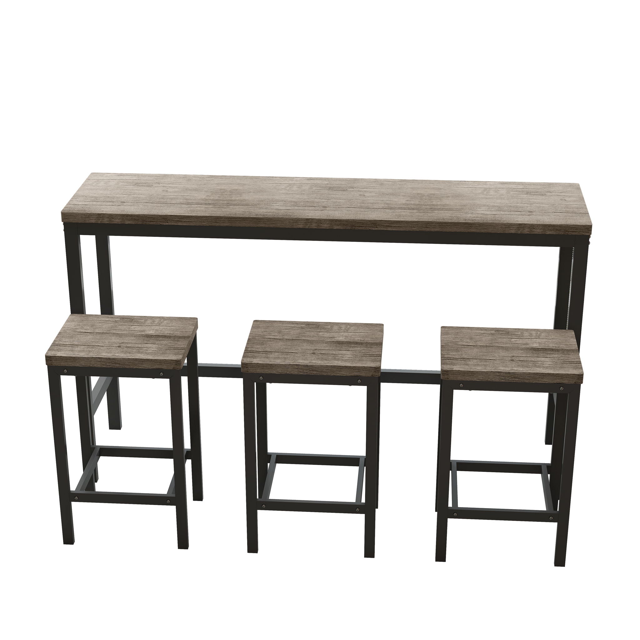 Modern Design Long Dining Table Set With 3 Stools