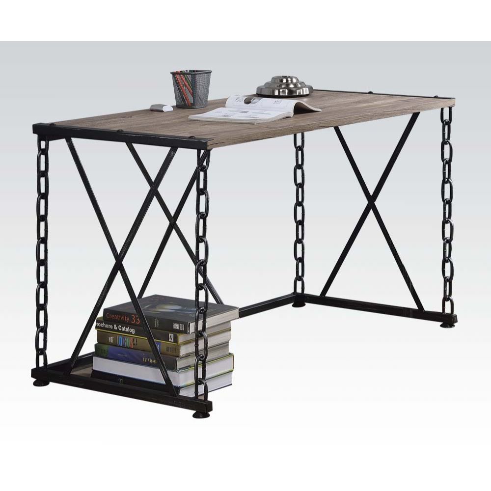 ACME Jodie - Desk - Rustic Oak & Antique Black | Meri Furniture