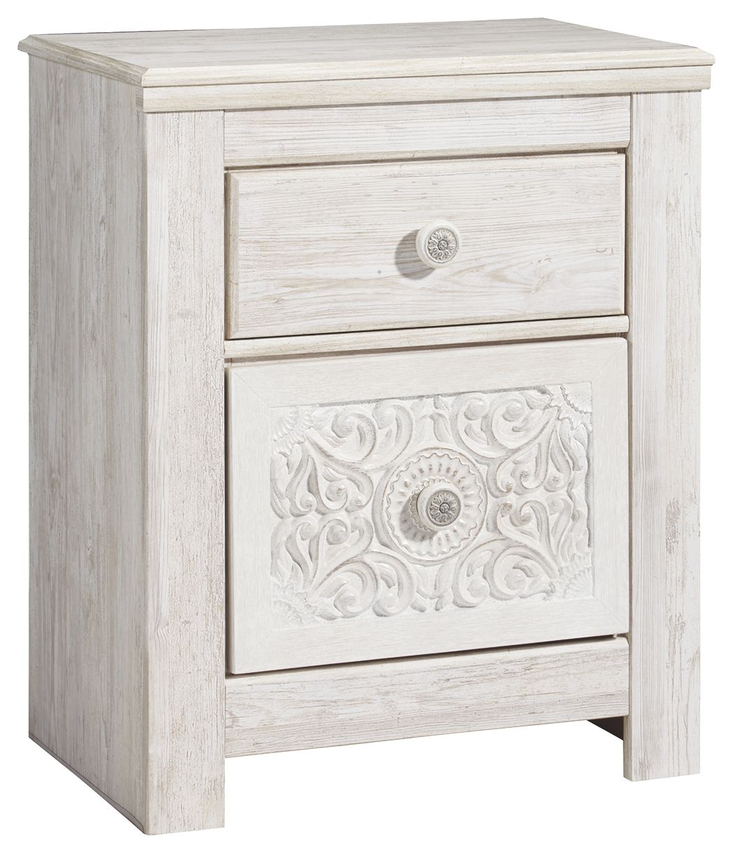 Ashley Furniture Paxberry - Whitewash - Two Drawer Night Stand | Meri Furniture