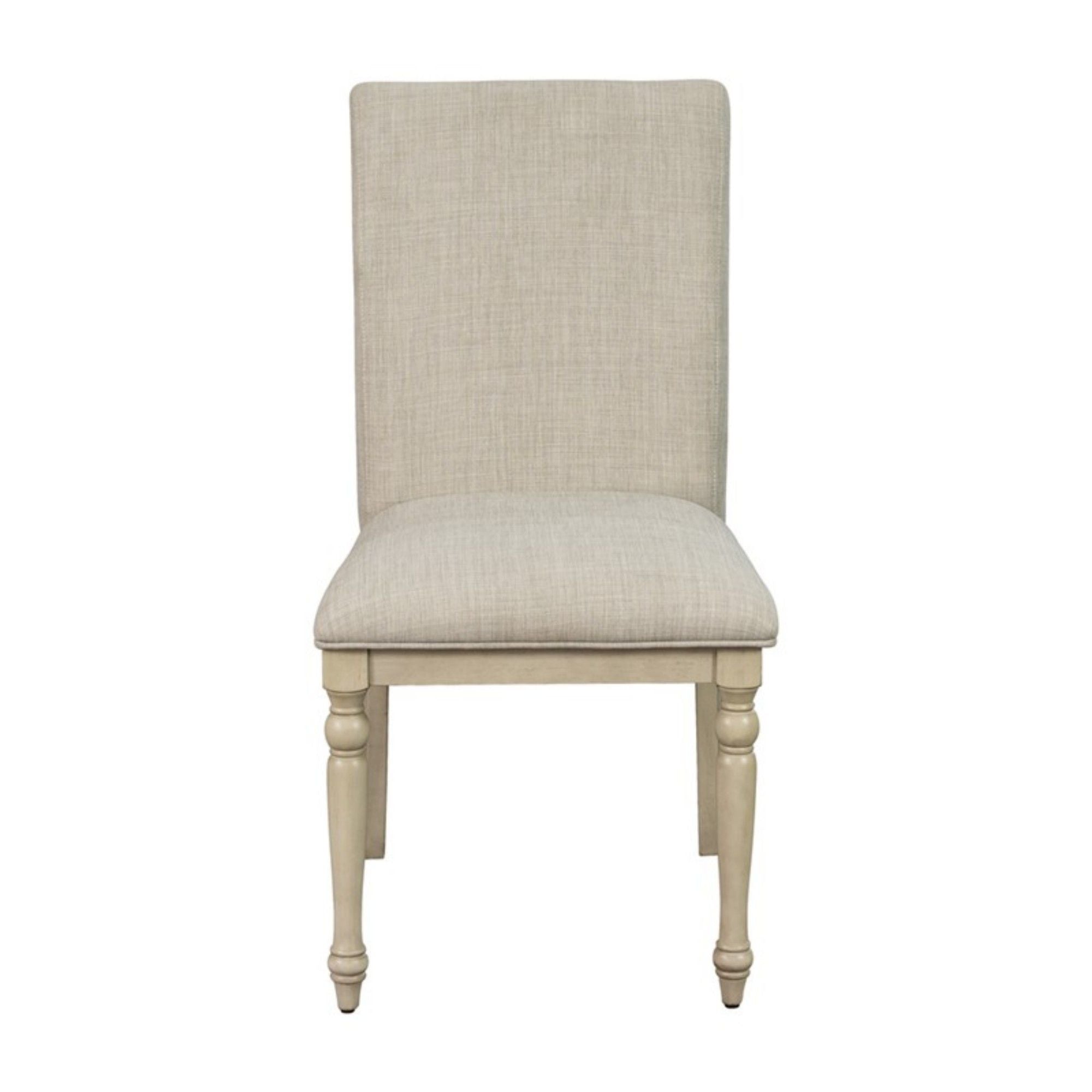Fiona - Upholstered Dining Chair With Turned Legs (Set of 2) - Light Gray