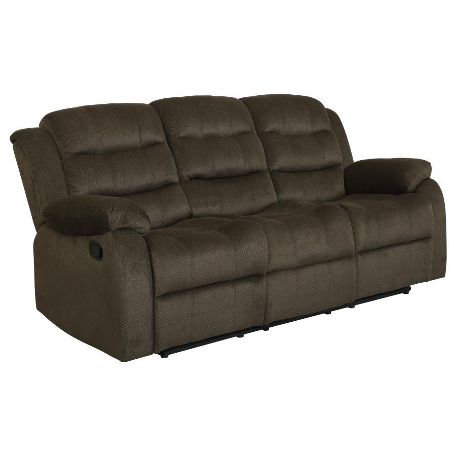 Coaster Fine Furniture Rodman - Upholstered Padded Arm Reclining Sofa - Olive Brown | Meri Furniture