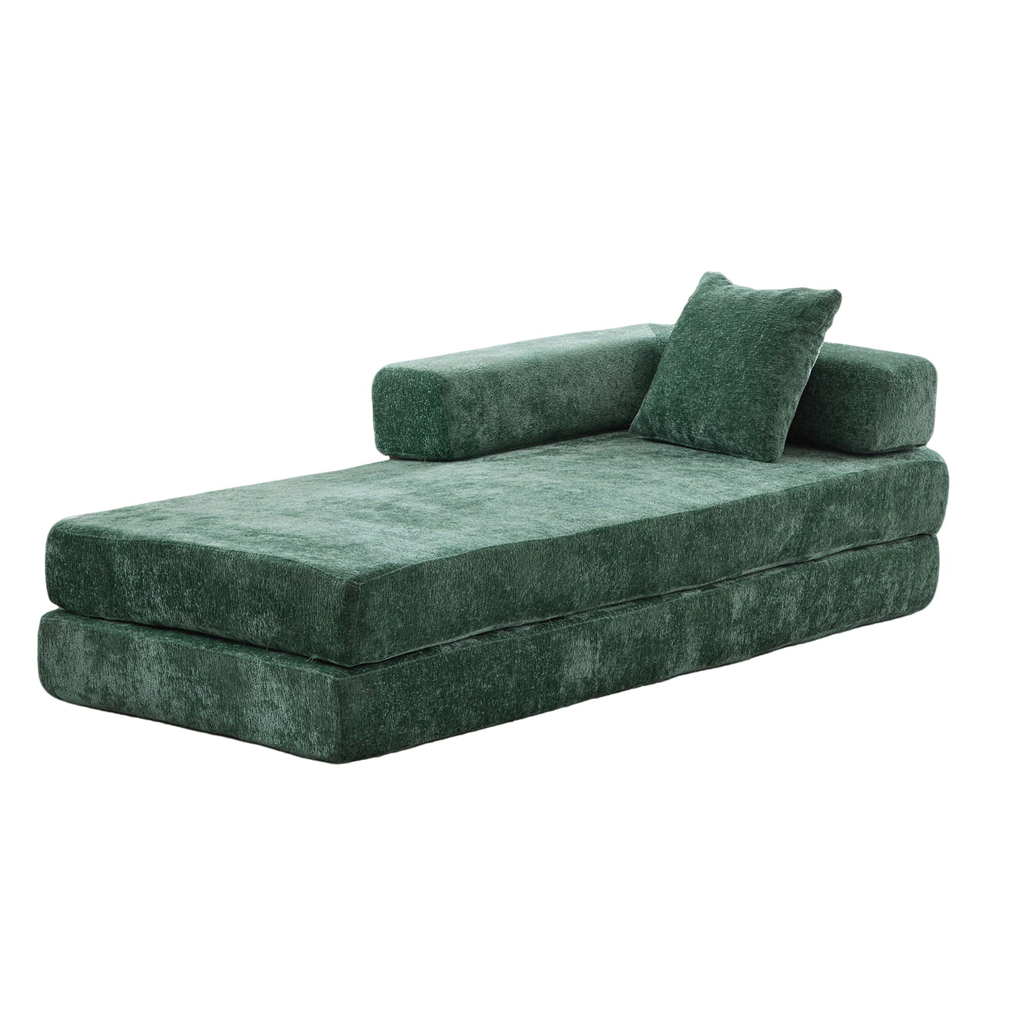 Convertible Floor Sofa Bed With Pillow Back Support Armrest