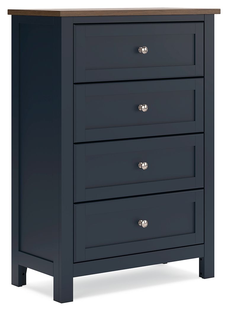 Signature Design by Ashley® Landocken - Brown / Blue - Four Drawer Chest | Meri Furniture