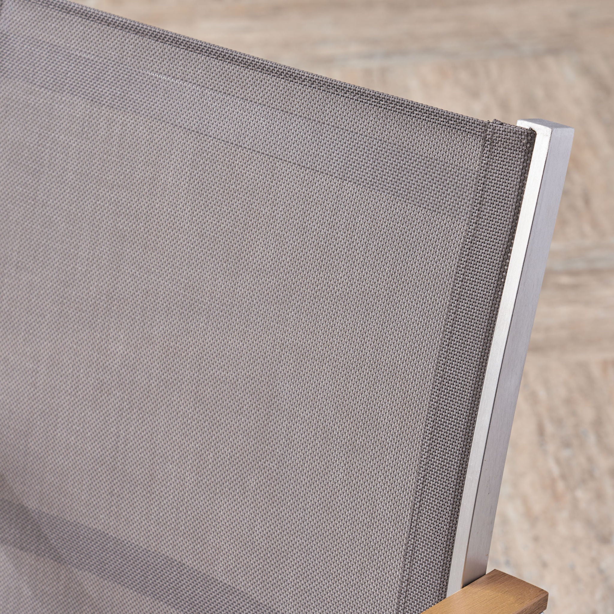 Poetic - Outdoor Dining Chair With Faux Wood Arms And Aluminum Frame (Set of 2) - Gray