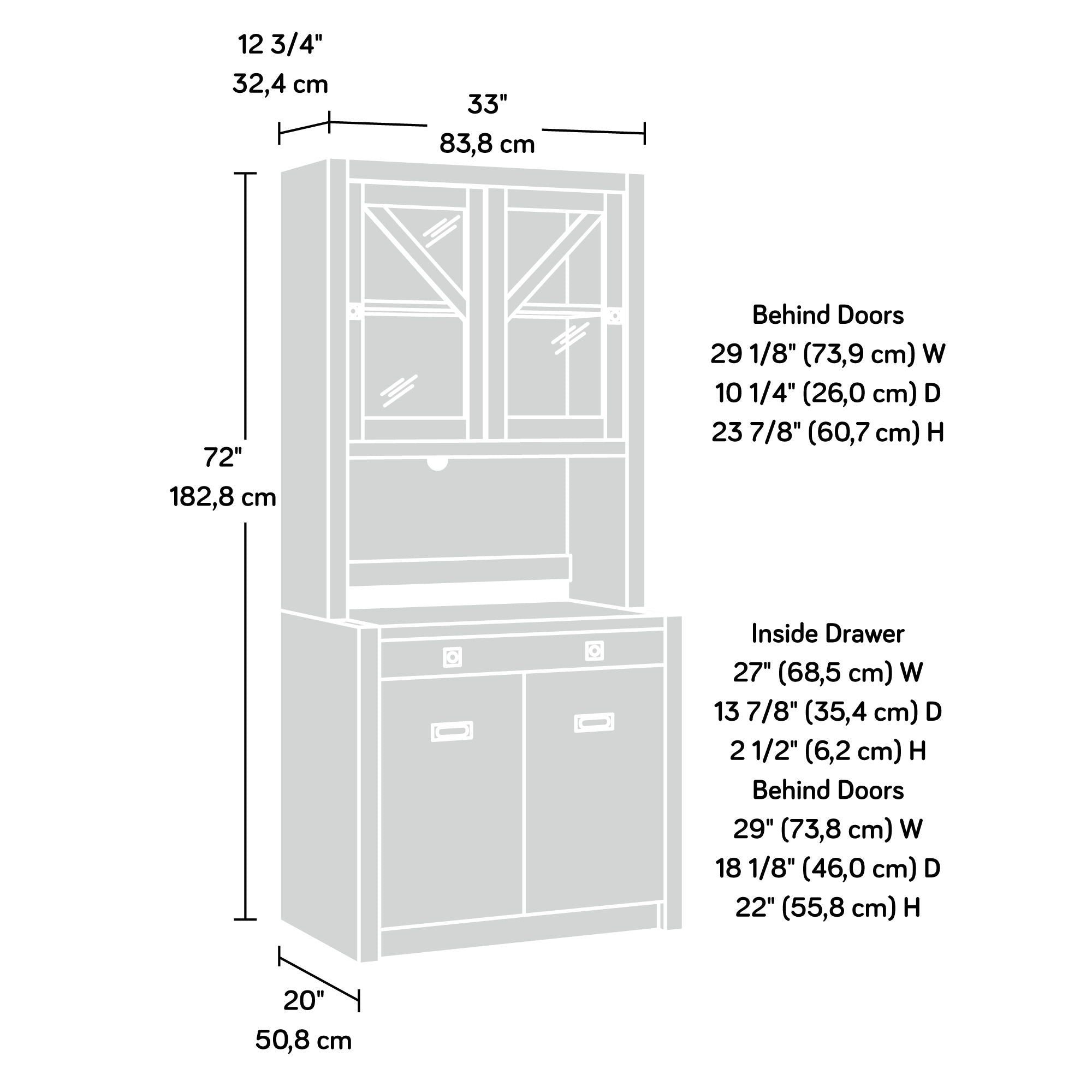2-Door Base Cabinet & Library Hutch Bundle