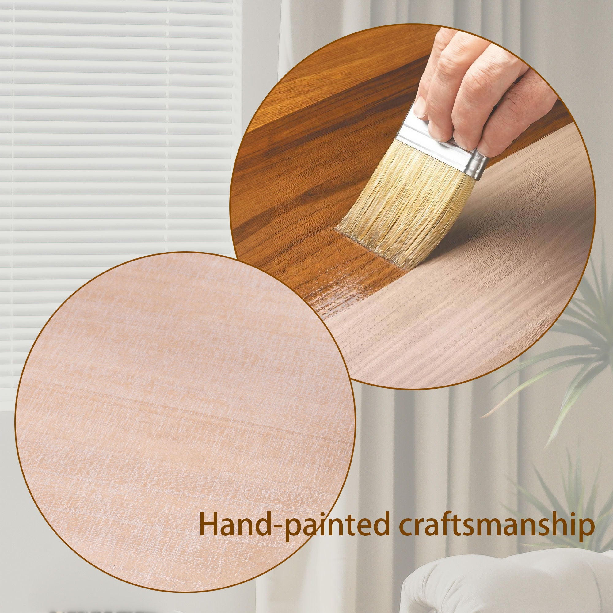 Modern Round Wood Coffee Table, Accent Table For Living Room - Antique Natural / Natural / Rustic