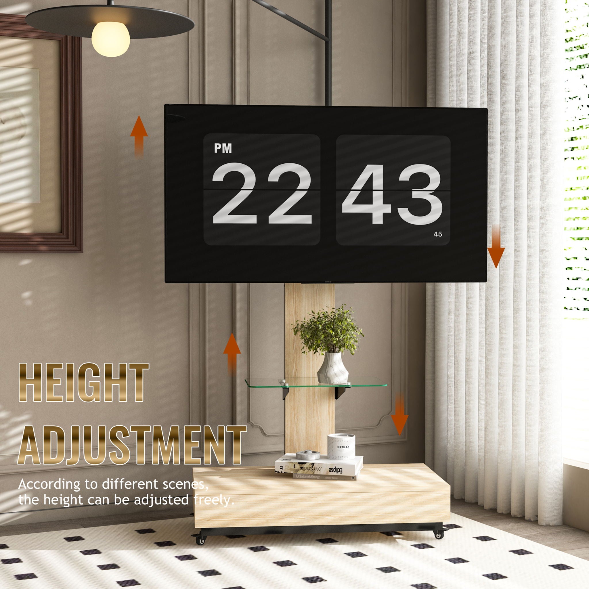 Adjustable Height Mobile TV Cart