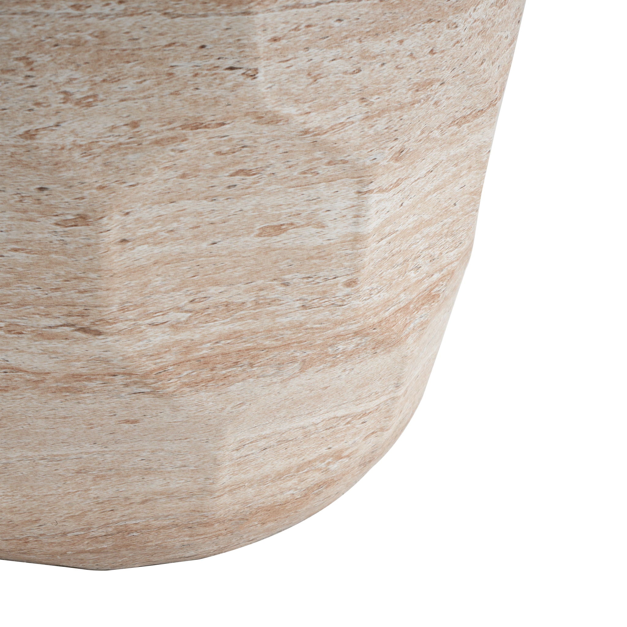 Travertine Lightweight Concrete Side Table For Indoor / Outdoor Use - Beige