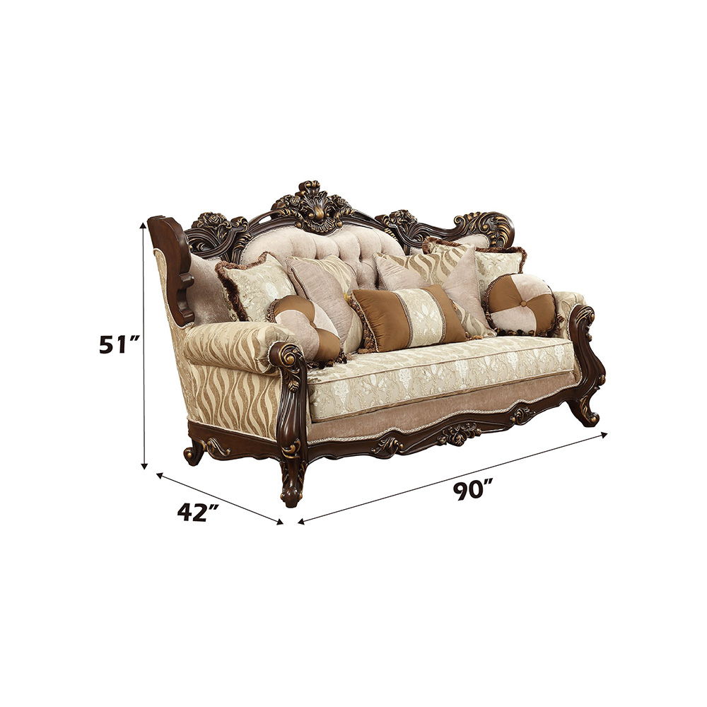 Shalisa - Sofa With 7 Pillows Same Lv01585) - Fabric & Walnut