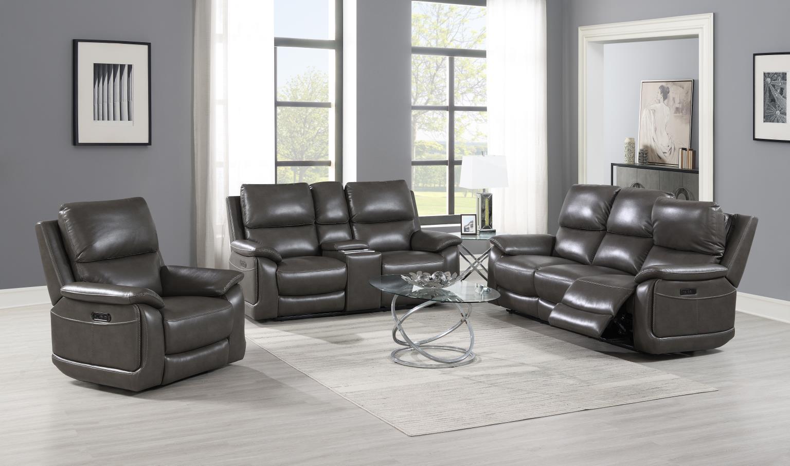 U108 - Gel Leather Reclining Chair - Gray