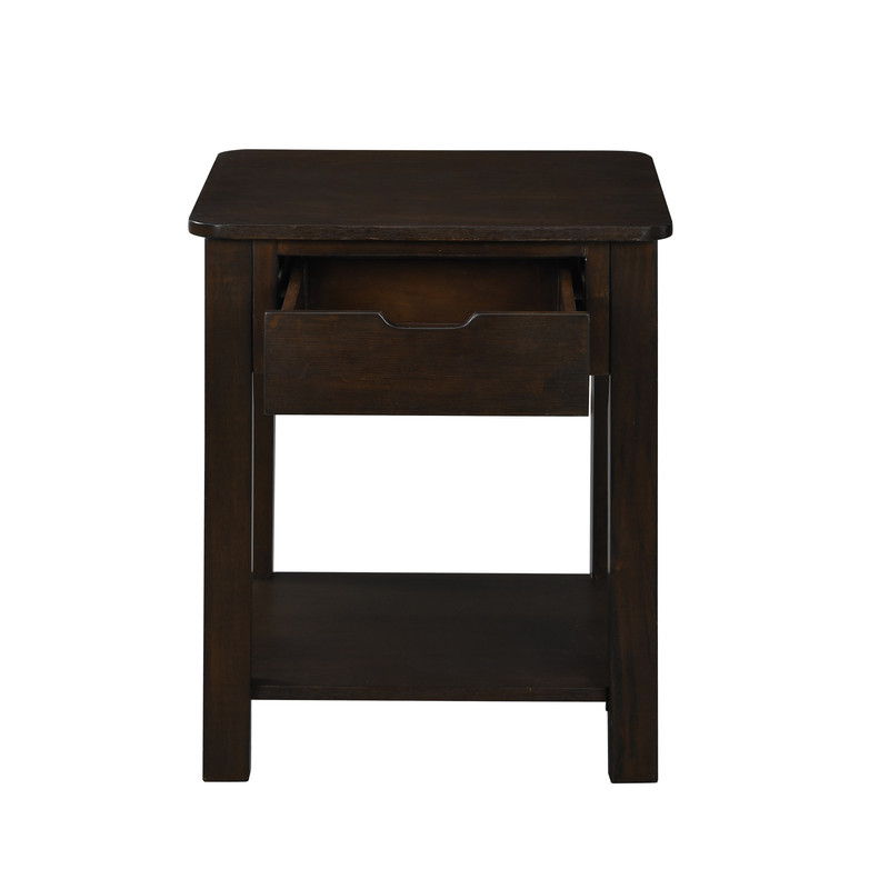 Flora 20"W Dark Brown MDF End Table with Drawer