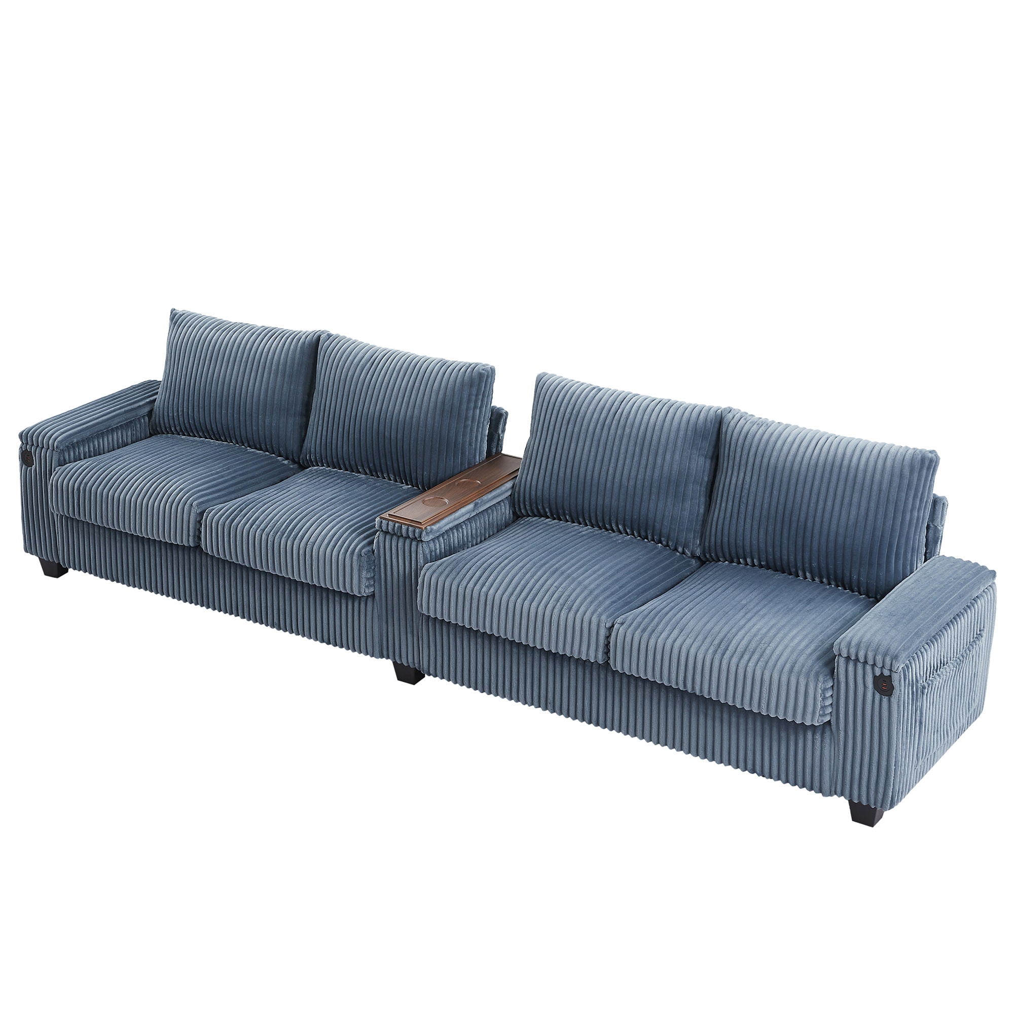 Modern 4 Seater Corduroy Sofa Couch With USB Ports And Hidden Storage