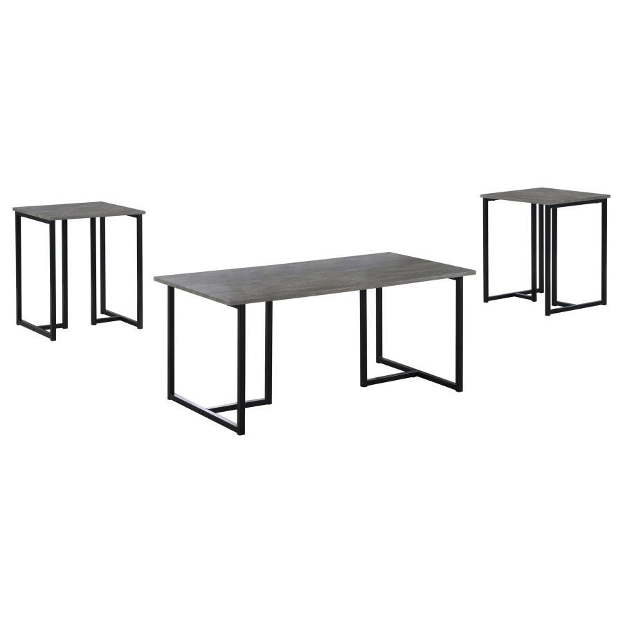 Coaster Fine Furniture Nyla - 3 Piece Engineered Wood Coffee Table Set Weathered - Gray | Meri Furniture