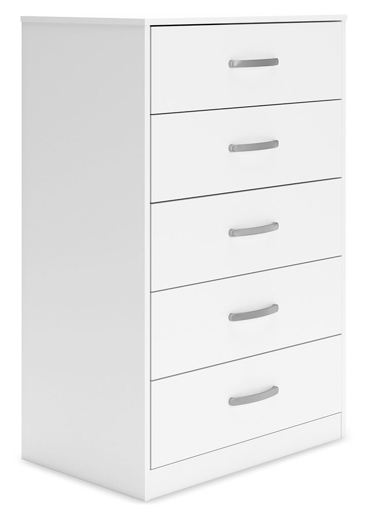 Signature Design by Ashley® Flannia - White - Five Drawer Chest - 46" Height | Meri Furniture