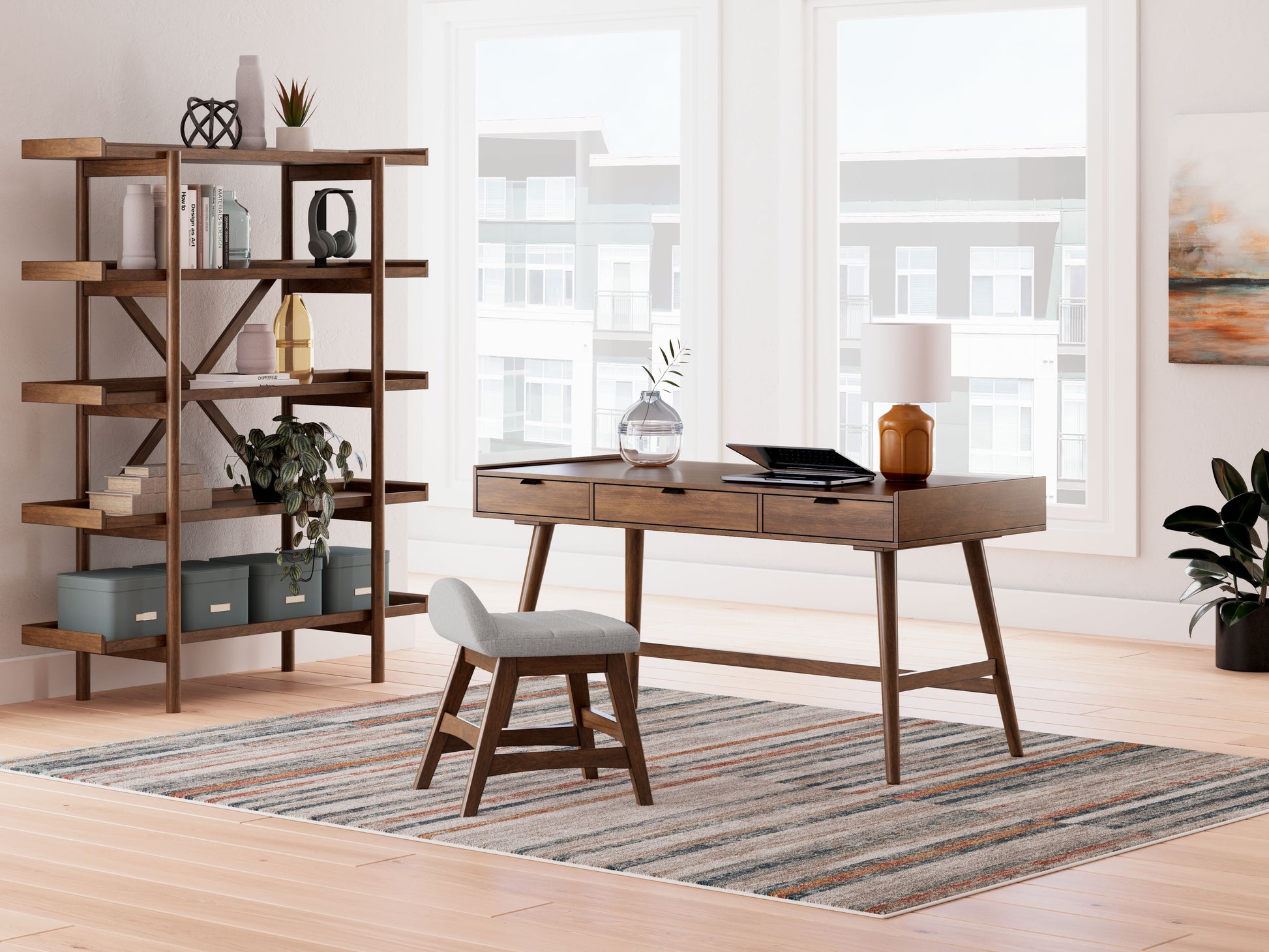 Signature Design by Ashley® Lyncott - Brown - 3 Pc. - Home Office Desk, Chair, Bookcase | Meri Furniture