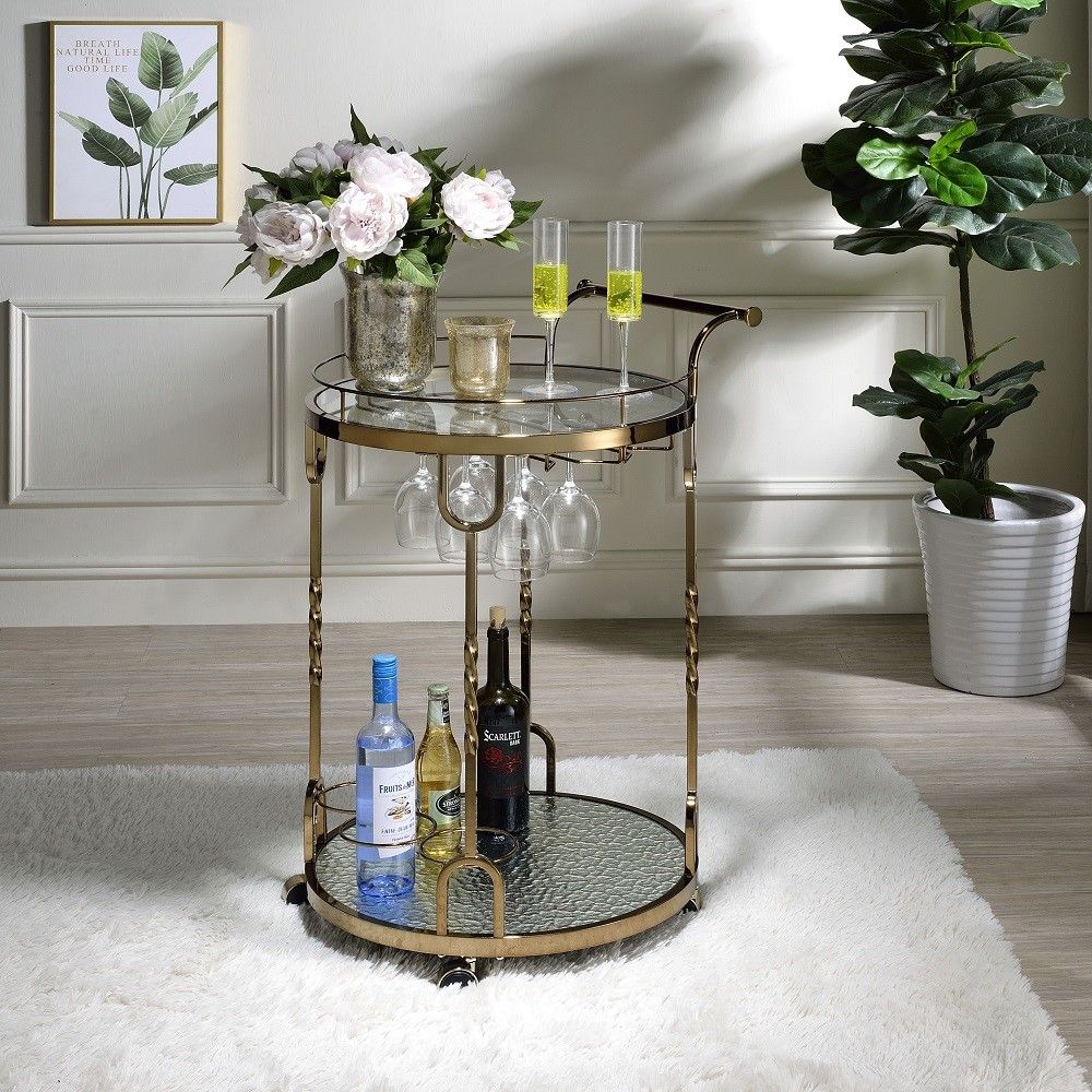 ACME Vikki - Serving Cart - Gold | Meri Furniture