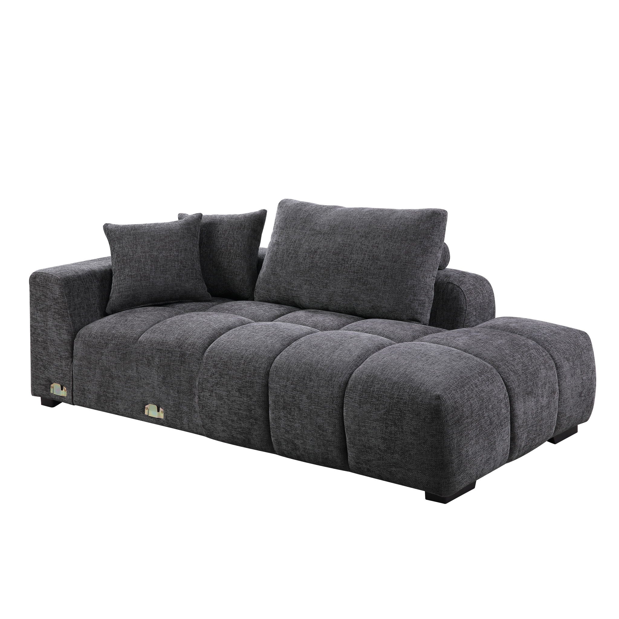 Chosen - Sectional Sofa With Toss Pillows With 2 Chaises With Ottoman - Gray