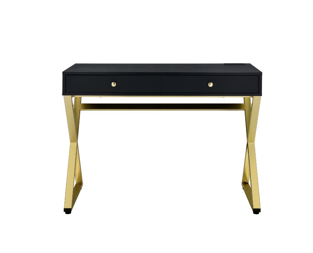 Coleen - Desk - Black & Brass Finish