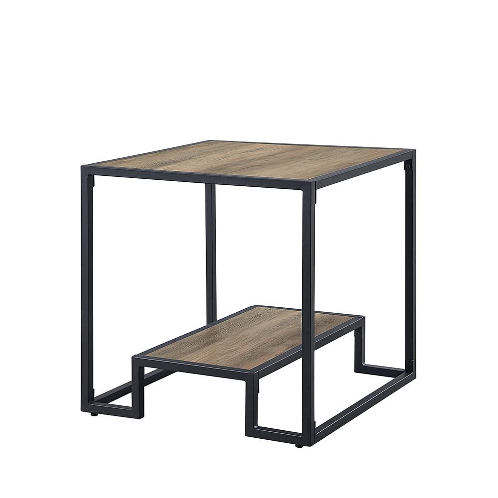 ACME Idella - End Table - Rustic Oak & Black Finish | Meri Furniture