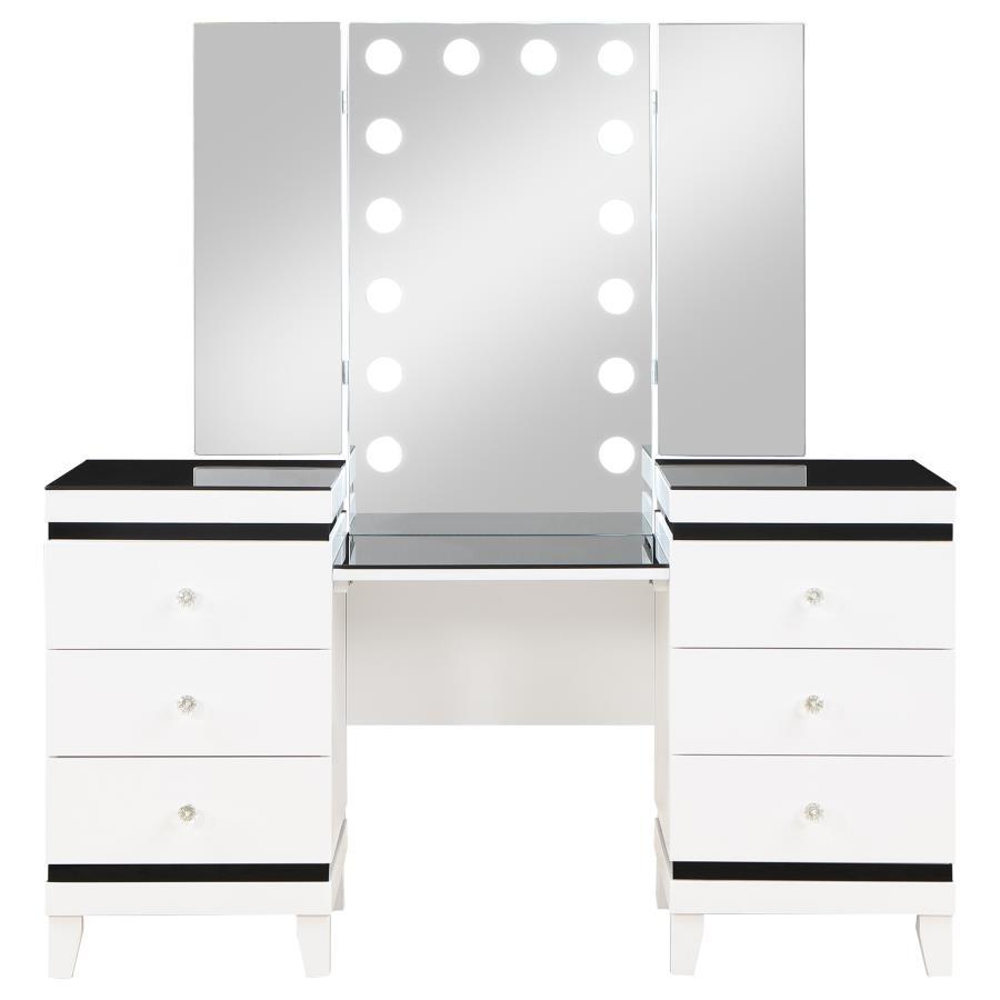 Coaster Fine Furniture Talei - 6-Drawer Vanity Set With Lighting - Black And White | Meri Furniture