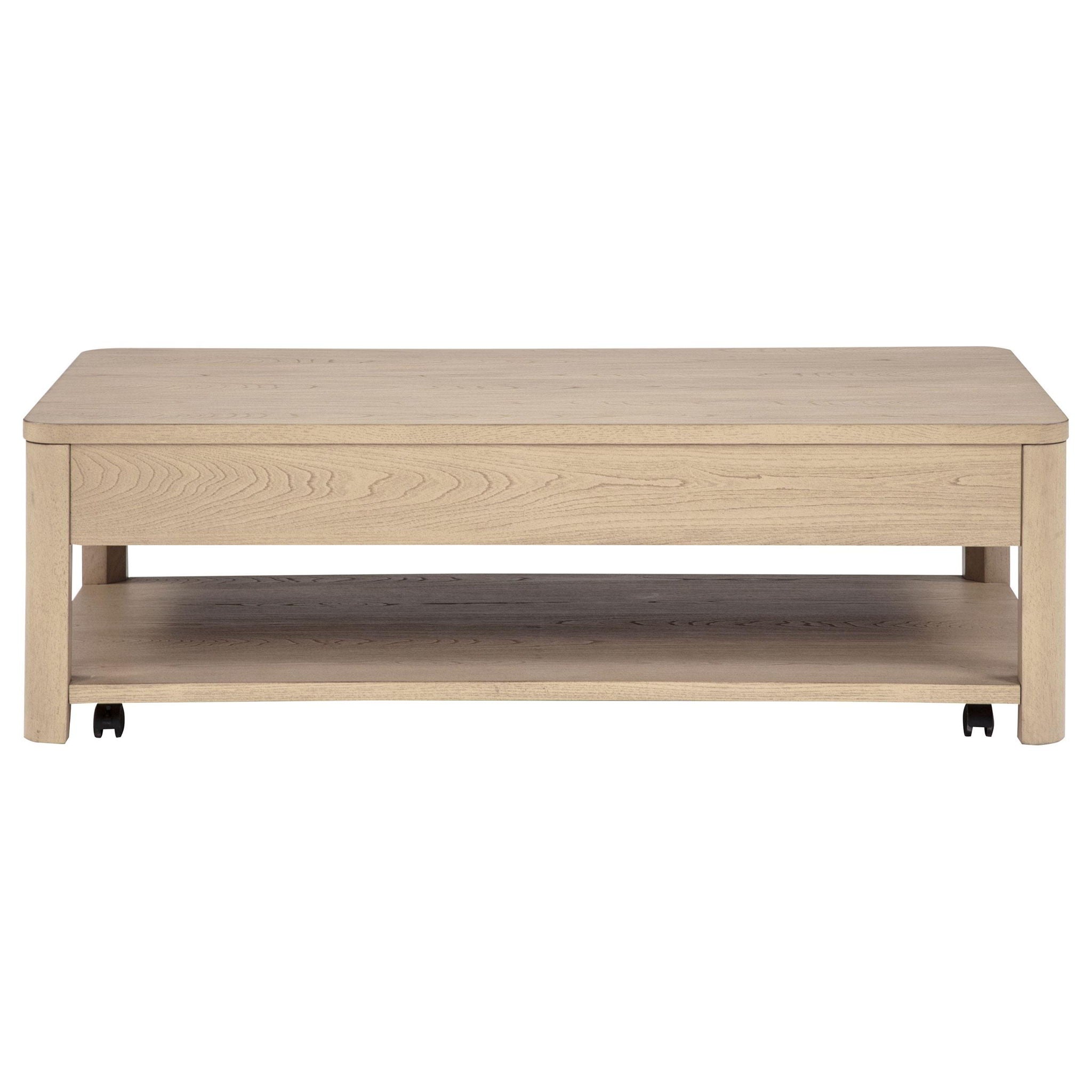 Marcelo Wood Coffee Table with 2 Drawers and Shelf Light Elm