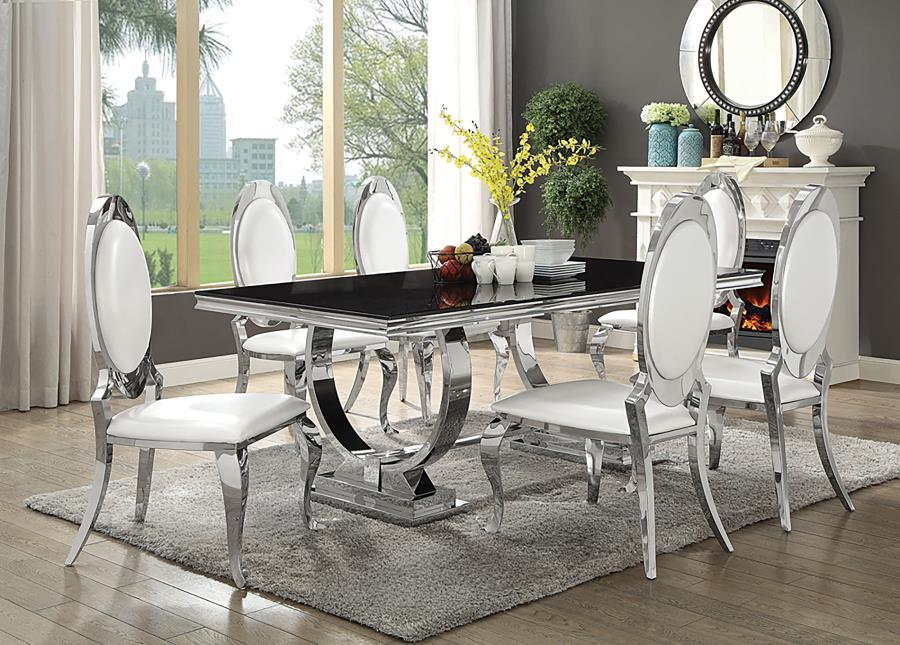 Coaster Fine Furniture Antoine - Rectangular Glass Top Dining Set | Meri Furniture