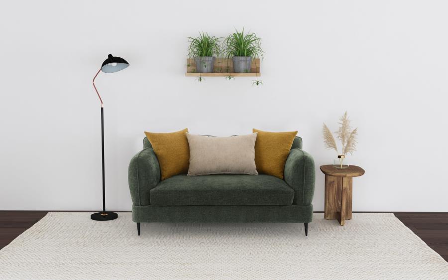 Jade - Chenille Upholstered Modern Track Arm Loveseat